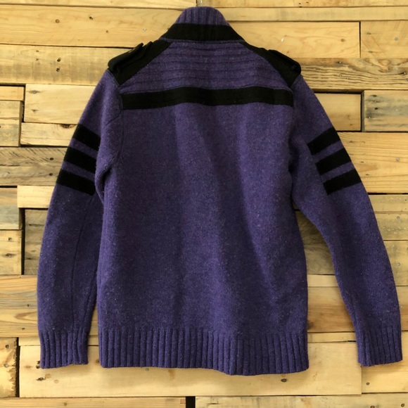 JACK AND JONES purple zip front Andy Cardigan with black accents, size 180/100A. - Picture 2 of 12
